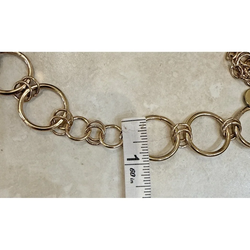 Ellen Tracy Gold Skinny Chain Belt Circle Links Adjustable O/S 44